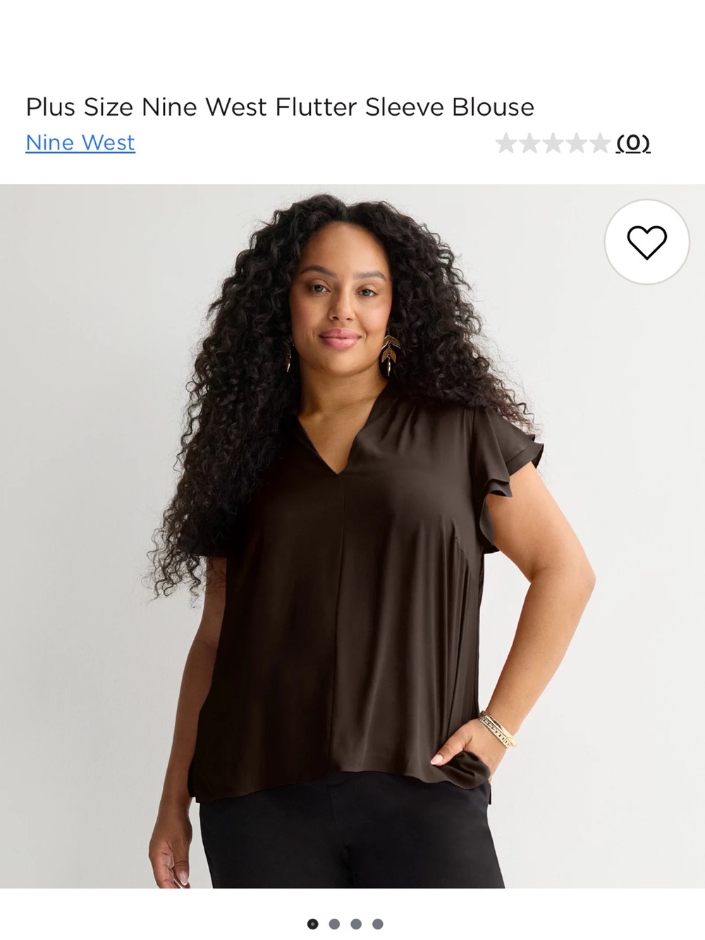 Nine West Plus Size Black Flutter Sleeve Blouse